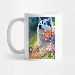 Watercolor husky Mug